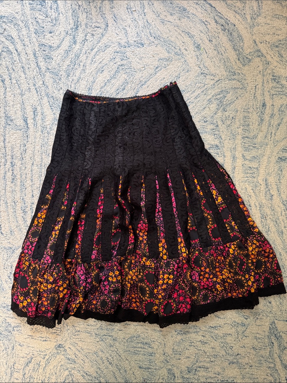 Free people silk lace and floral a line miniskirt six